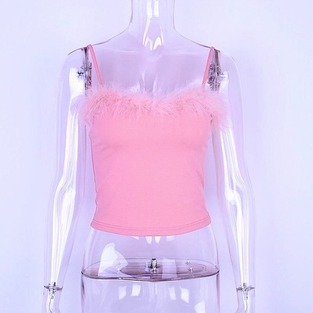 Pink feather trim cami - Picture 3 of 11
